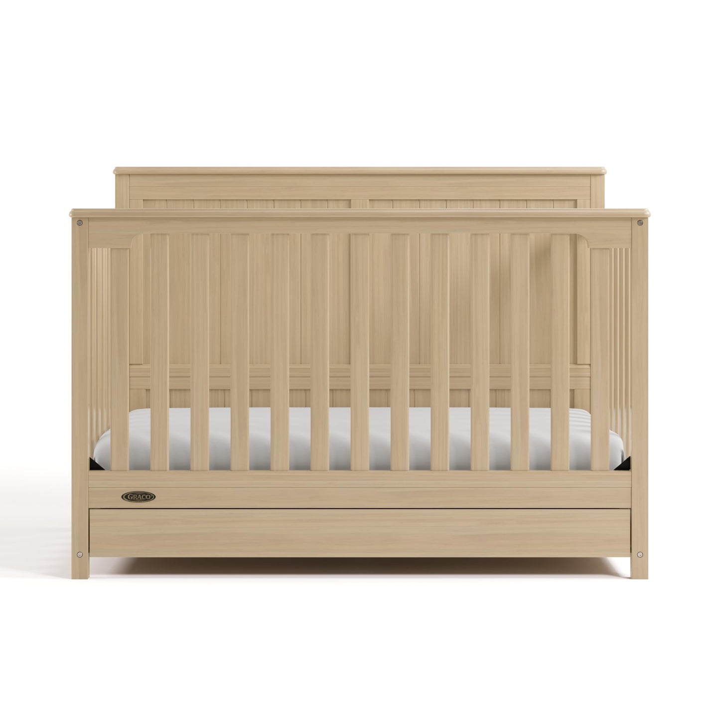Graco Hadley 5-in-1 Convertible Crib & Changer – GREENGUARD Gold Certified, Fits Standard Crib Mattress, Converts to Toddler Bed and Full Bed, 4 Adjustable Mattress Heights (Pebble Gray)