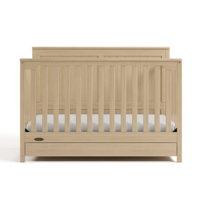 Graco Hadley 5-in-1 Convertible Crib & Changer – GREENGUARD Gold Certified, Fits Standard Crib Mattress, Converts to Toddler Bed and Full Bed, 4 Adjustable Mattress Heights (Pebble Gray)