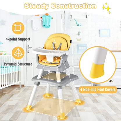 HONEY JOY 8 in 1 Baby High Chair, Convertible Highchair for Babies and Toddlers/Table and Chair Set/Building Block Table/Booster Seat/Stool/Toddler Chair with Safety Harness (Wave Gray)