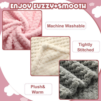 Frienda 4 Pcs Baby Fuzzy Blanket Fluffy Baby Blanket for Boys Girls Soft Warm Infant Newborn Toddler Receiving Nursery Bed Supplies, 32 x 24 Inch(Pink Color)