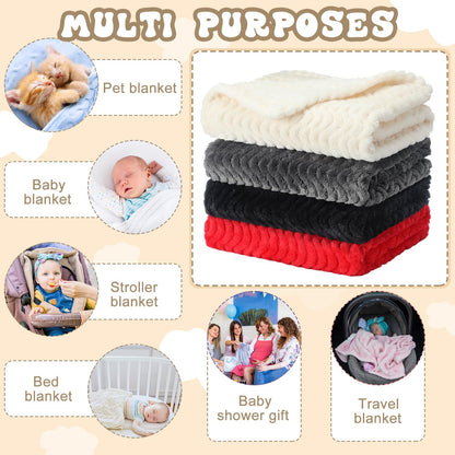 Frienda 4 Pcs Baby Fuzzy Blanket Fluffy Baby Blanket for Boys Girls Soft Warm Infant Newborn Toddler Receiving Nursery Bed Supplies, 32 x 24 Inch(Pink Color)