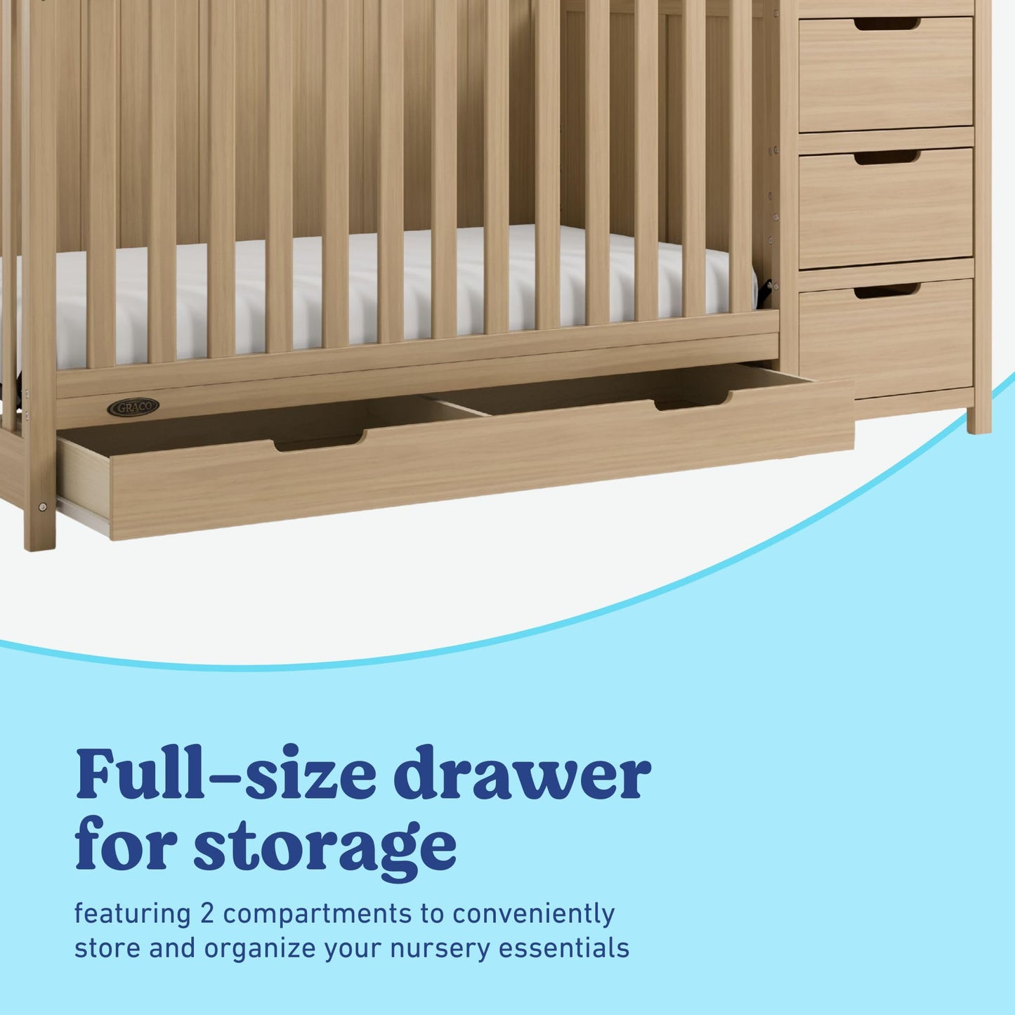 Graco Hadley 5-in-1 Convertible Crib & Changer – GREENGUARD Gold Certified, Fits Standard Crib Mattress, Converts to Toddler Bed and Full Bed, 4 Adjustable Mattress Heights (Pebble Gray)