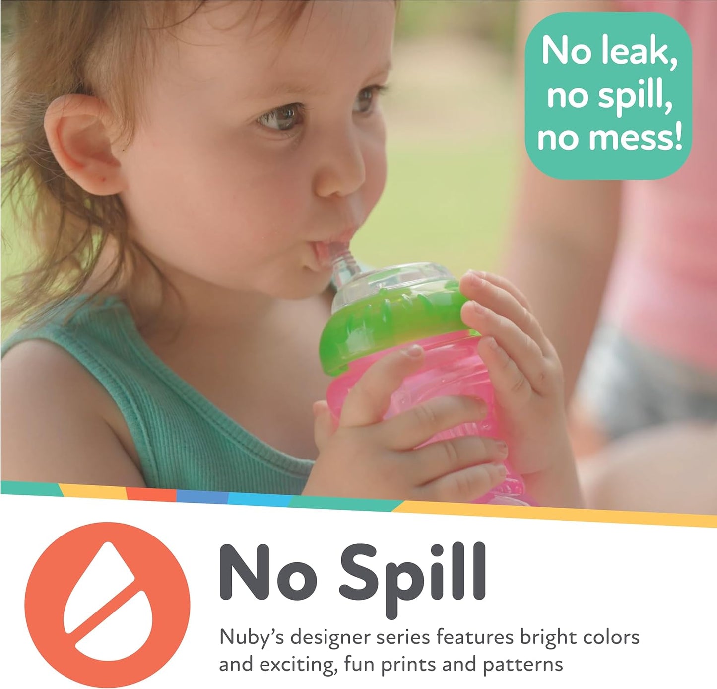 Nuby No-Spill Sippy Cup with Flex Straw - (3-Pack) 10-Ounce Bottles - Sippy Cups for Toddlers 12+ Months - Neutral Color Training Cups for Toddlers