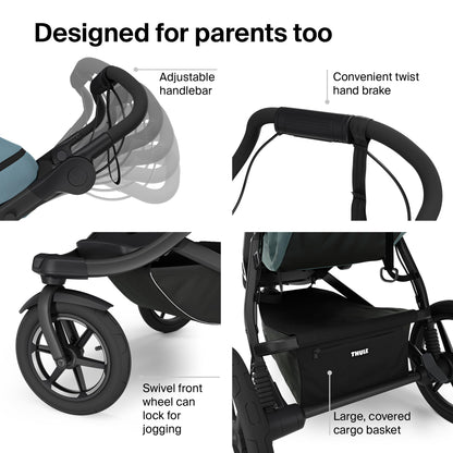 Thule Urban Glide 3 Single Child All-Terrain Stroller, Lightweight, Air-Filled Tires & Suspension, Integrated Hand Brake