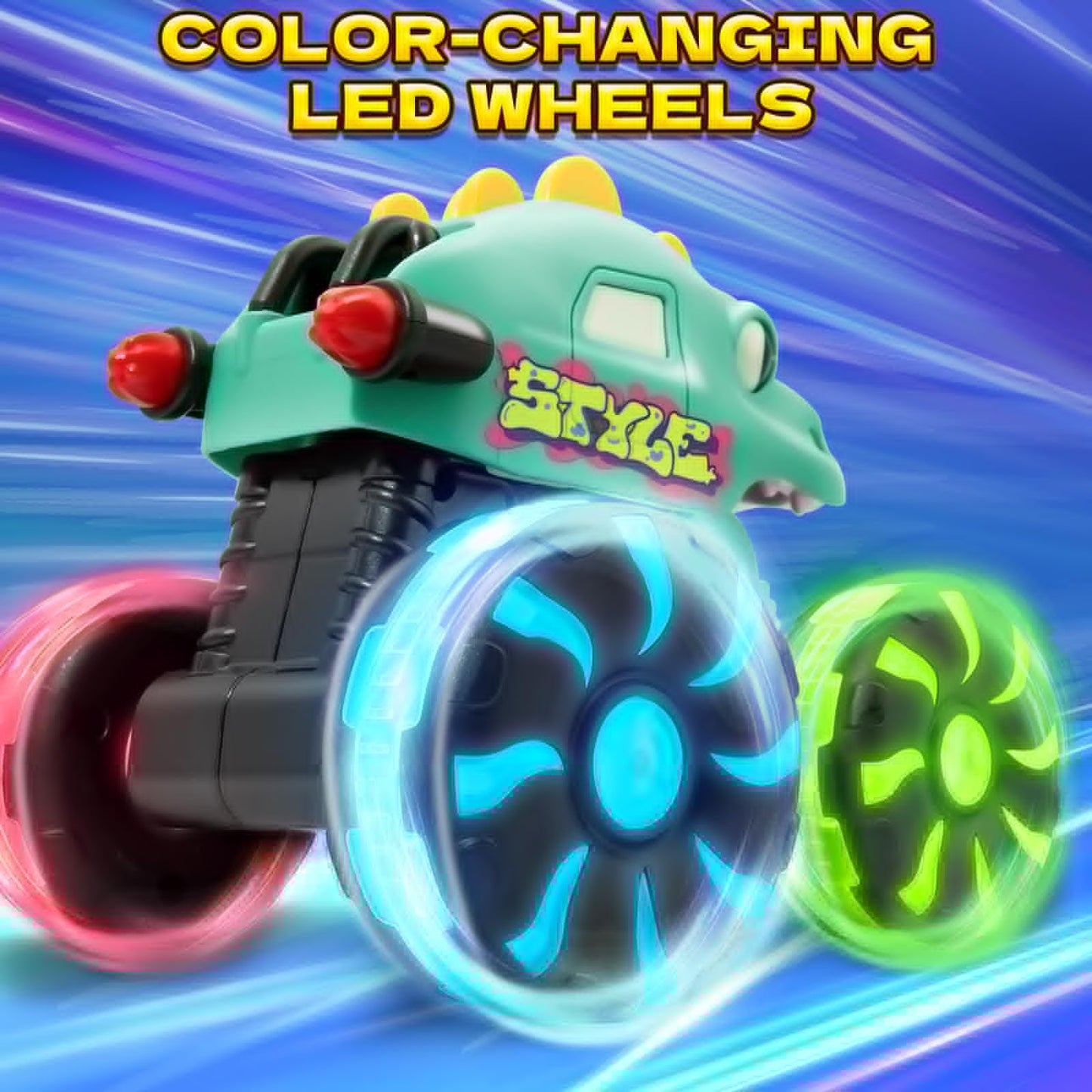 Intoypad 3 Pack Dinosaur Car Toys for Kids Toddlers, Light up Wheels Monster Truck Toys for Boys 2 3 4 5 6 7 8 Years Old Christmas Birthady Gifts Press & Go Dino Trucks Toy for Toddler Boy Baby