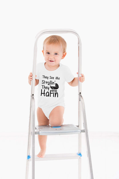AW Fashions They See Me Strolli' They Hatin Bodysuit Newborn Boy Outfits Cute Romper Baby Girl Clothes