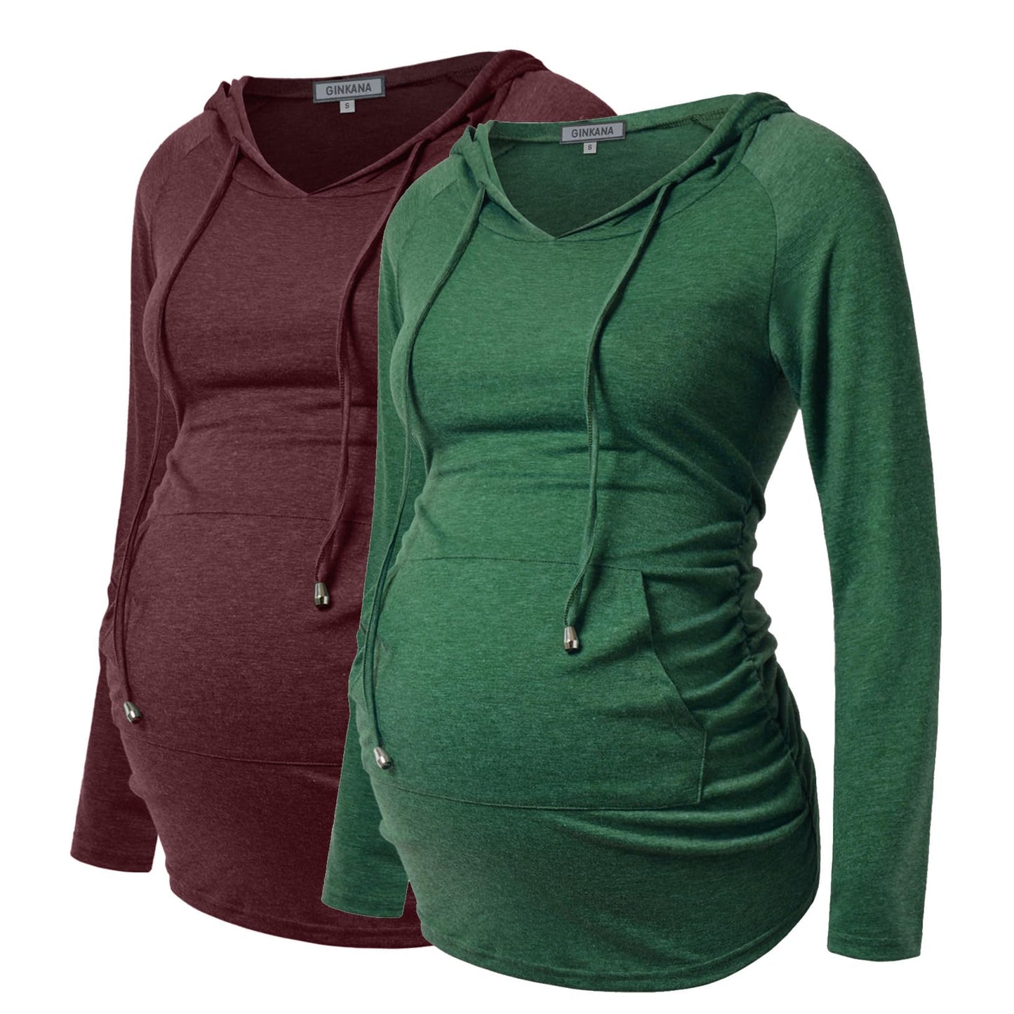 GINKANA Maternity Hoodie Long Sleeves Shirts Casual Maternity Top Pregnancy Sweatshirt Casual Clothes