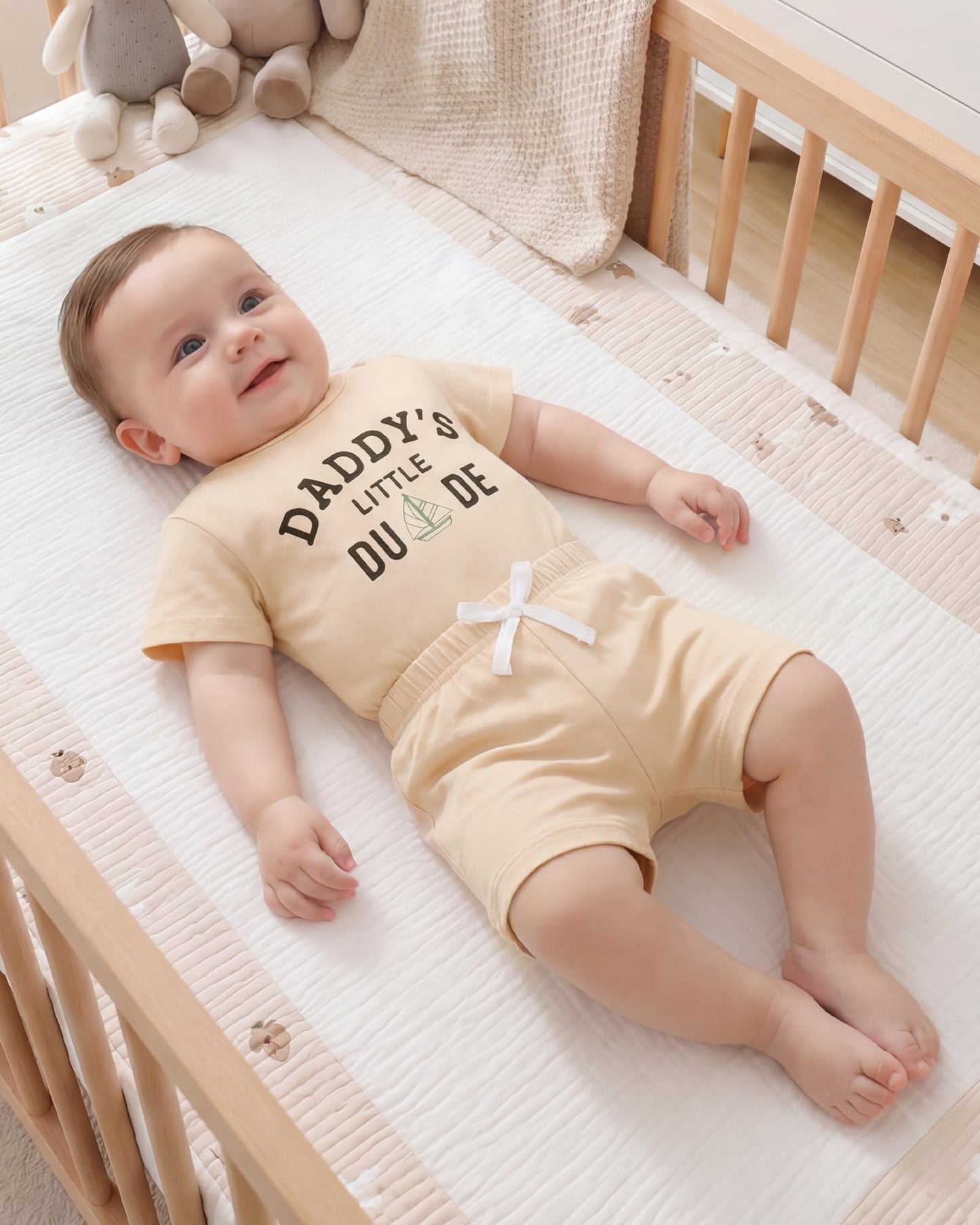 Jecson Newborn Boy Clothes Baby Boy Outfits Summer Set 6-Piece Cotton Short Sleeve Top and Shorts for 0-18M