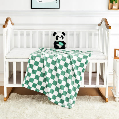 Yurhap Checkered Baby Blanket Fleece Baby Blankets for Boys, Ultra Soft Cozy Fluffy Infant Toddler Newborn Receiving Blankets for Crib Stroller, 30''x40'', Blue