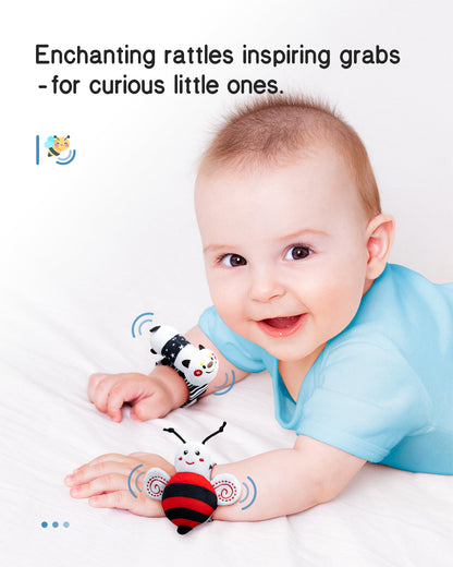 Infinno Baby Wrist Rattle Socks and Foot Finder Set, Perfect Baby Toys for 0-12 Months Newborn Boys and Girls As Shower Gifts, Garden Bug Series