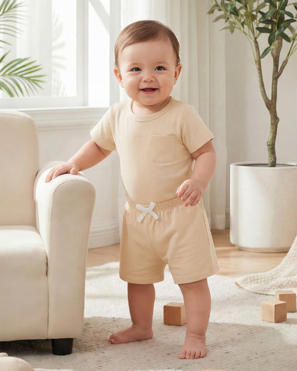 Jecson Newborn Boy Clothes Baby Boy Outfits Summer Set 6-Piece Cotton Short Sleeve Top and Shorts for 0-18M