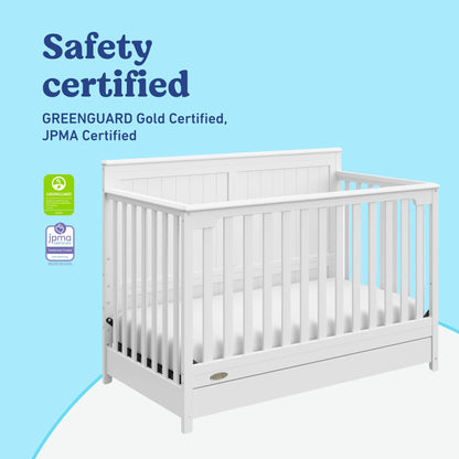 Graco Hadley 5-in-1 Convertible Crib & Changer – GREENGUARD Gold Certified, Fits Standard Crib Mattress, Converts to Toddler Bed and Full Bed, 4 Adjustable Mattress Heights (Pebble Gray)