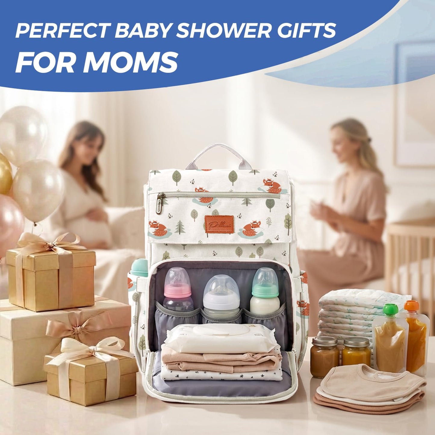 PILLANI Baby Diaper Bag Backpack - Baby Bag for Girls & Boys, Large Waterproof Toddler Diaper Backpack - Baby Shower Gifts & Registry Must Haves - Travel Diaper Bags with Changing Pad - Newborn Stuff