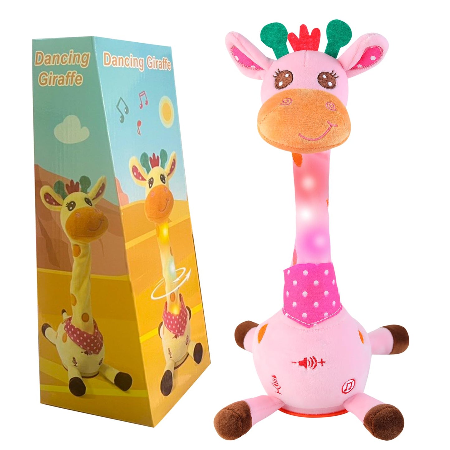 Emoin Dancing Talking Giraffe Baby Toy, Adjustable Volume Baby Giraffe Toys Singing 10 Children's Songs Singing Mimicking Recording Repeating What You Say for Toddlers