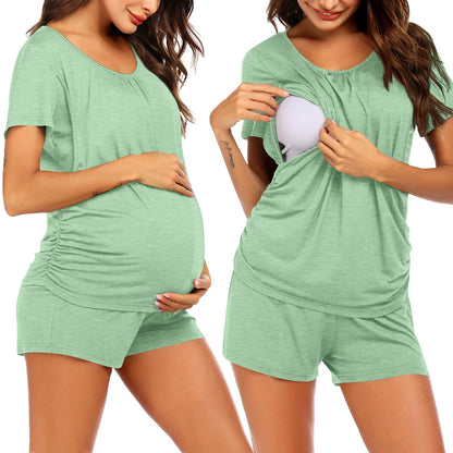 Ekouaer Womens Nursing Pajamas Maternity Breastfeeding Pjs Sleepwear Layer Soft Postpartum Lounge Set Pregnancy Clothes