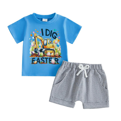 WZTYYDS Toddler Baby Boy Summer Clothes 2T 3T 4T 5T Boys Outfit Letter Truck Short Sleeve T-Shirt Tops + Shorts Set