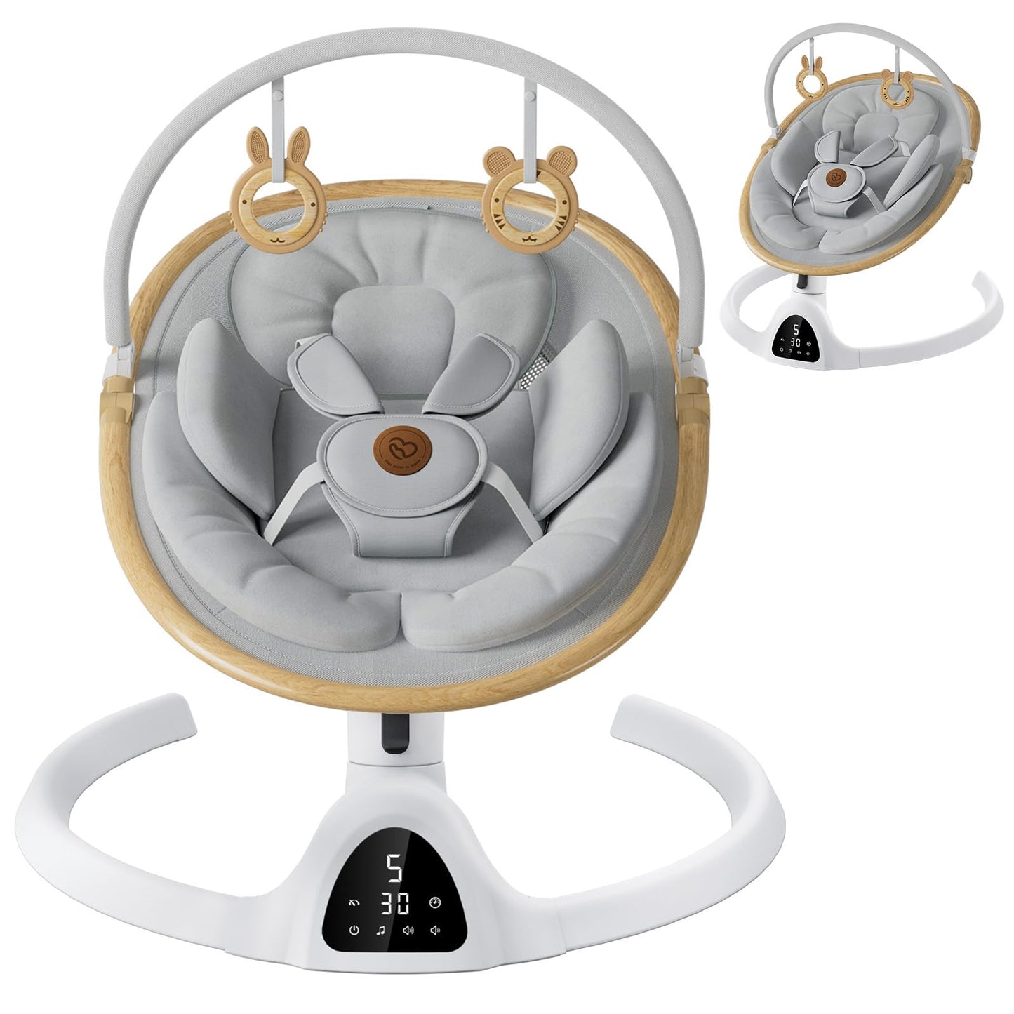 Baby Swings for Infants, Fasonbaby Bluetooth Infant Swing with Music Speaker with 3 Seat Positions, 5 Speeds and Remote Control - Portable Baby Swing for Indoor and Outdoor (Black)