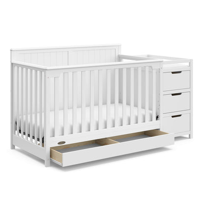 Graco Hadley 5-in-1 Convertible Crib & Changer – GREENGUARD Gold Certified, Fits Standard Crib Mattress, Converts to Toddler Bed and Full Bed, 4 Adjustable Mattress Heights (Pebble Gray)