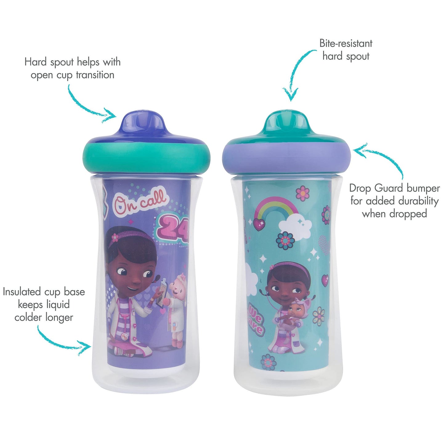 The First Years Disney Minnie Mouse Insulated Sippy Cups - Insulated Toddler Cups with Bite-Resistant Hard Spout - 9 Ounces - 2 Count