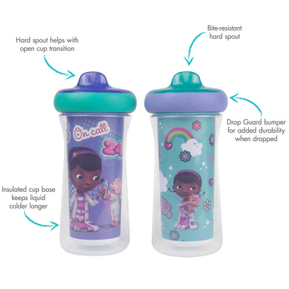 The First Years Disney Minnie Mouse Insulated Sippy Cups - Insulated Toddler Cups with Bite-Resistant Hard Spout - 9 Ounces - 2 Count