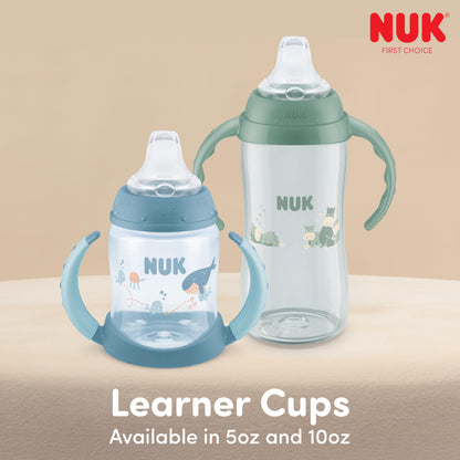 NUK Learner Cup, 6+ Months, Fun Fruits and Animals, Amazon Exclusive Collection, 5 Oz, Pack of 2 – BPA Free, Soft Spout, Spill Proof Sippy Cup