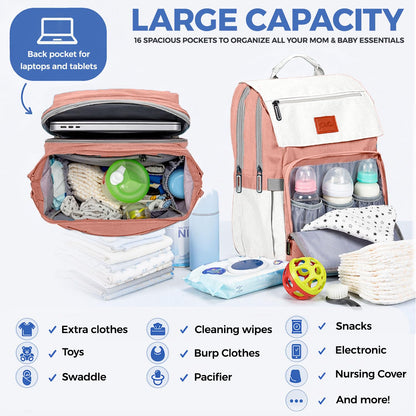 PILLANI Baby Diaper Bag Backpack - Baby Bag for Girls & Boys, Large Waterproof Toddler Diaper Backpack - Baby Shower Gifts & Registry Must Haves - Travel Diaper Bags with Changing Pad - Newborn Stuff