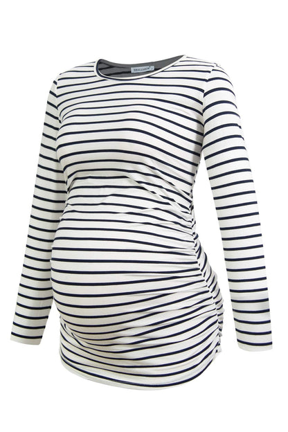 Smallshow Women's 4 Pack Maternity Shirts Long Sleeve Ruched Pregnancy Clothes Tops