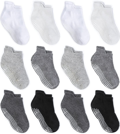 Zaples Baby Non Slip Grip Ankle Socks with Non Skid Soles for Infants Toddlers Kids Boys Girls