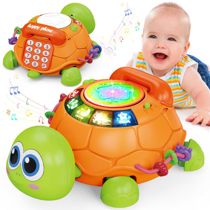 Jyusmile Baby Toys 6 to 12 Months, Musical Turtle Crawling Infant Toys, Early Learning Educational Toy with Light & Sound, Christmas Birthday Gifts for Boy Girl 7 8 9 10 11 Month 0-1 Year Old