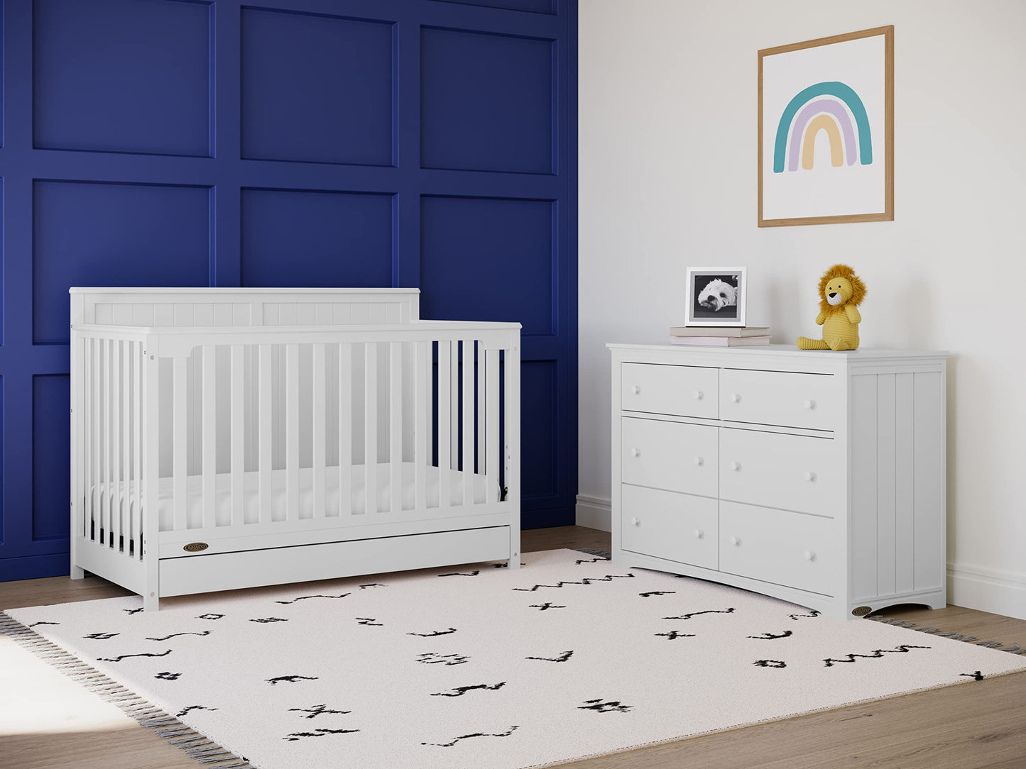 Graco Hadley 5-in-1 Convertible Crib & Changer – GREENGUARD Gold Certified, Fits Standard Crib Mattress, Converts to Toddler Bed and Full Bed, 4 Adjustable Mattress Heights (Pebble Gray)