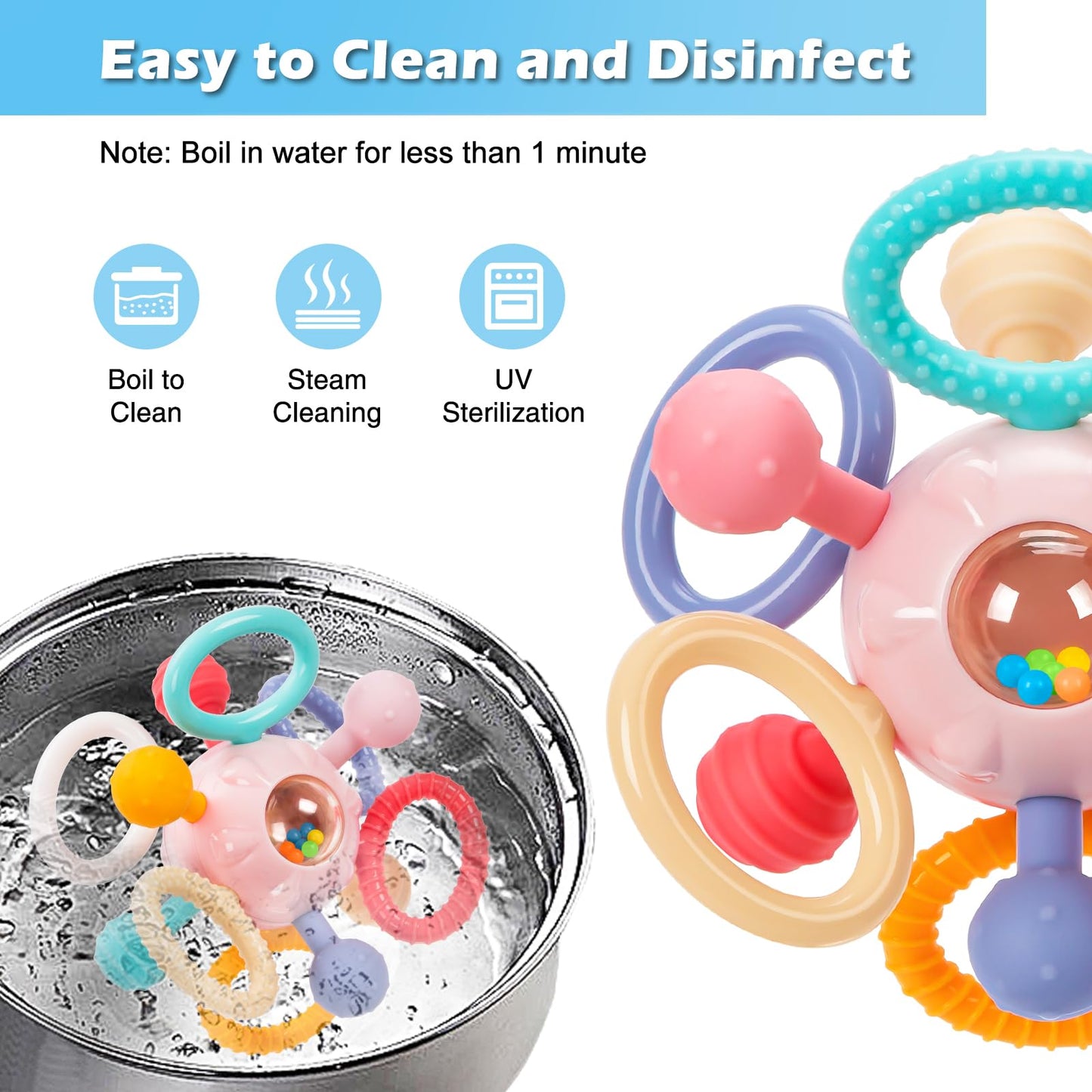 Baby Montessori Sensory Toys for 0-6 6-12 Months, Baby Teether Teething Toys for Babies 0 3 6 9 12 18 Months, Newborn Infant Learning Developmental Toys Gifts for 1 2 Year Old Boys Girls