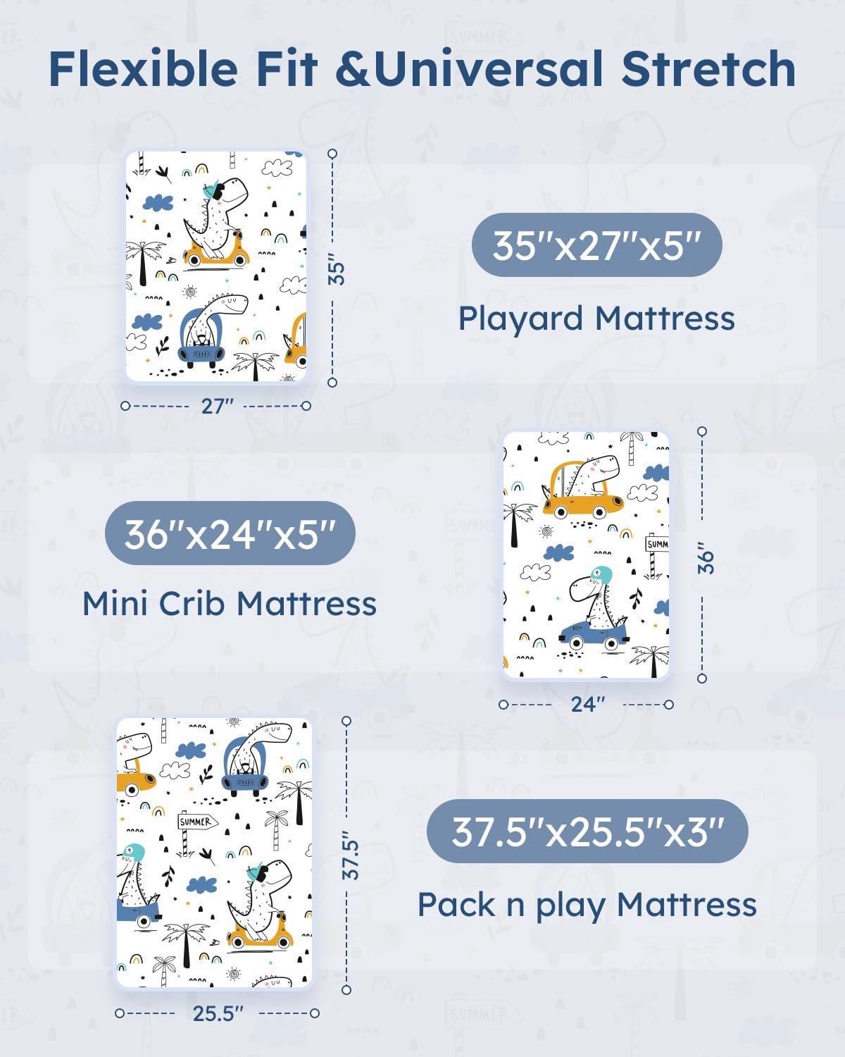 Unnivoll Baby Crib Sheets for Boys Girls, 28x52x8in Fitted Crib Sheet Neutral 3 Pack for Standard Crib and Toddler Mattress, Breathable Soft Microfiber Baby Sheet Blue Gray Planet