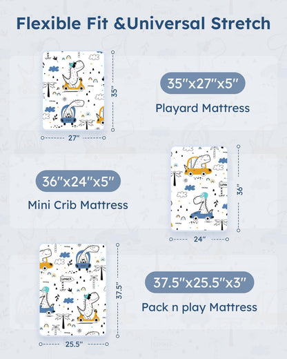 Unnivoll Baby Crib Sheets for Boys Girls, 28x52x8in Fitted Crib Sheet Neutral 3 Pack for Standard Crib and Toddler Mattress, Breathable Soft Microfiber Baby Sheet Blue Gray Planet
