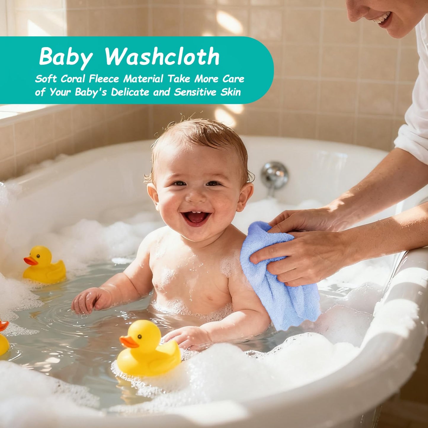HOMEXCEL Baby Washcloths 24 Pack-Microfiber Coral Fleece Baby Bath Face Towel 7 x 9 Inch Extra Absorbent and Soft Burp Cloth and Wash Cloths for Newborn-Infants and Toddlers-Gentle On Sensitive Skin