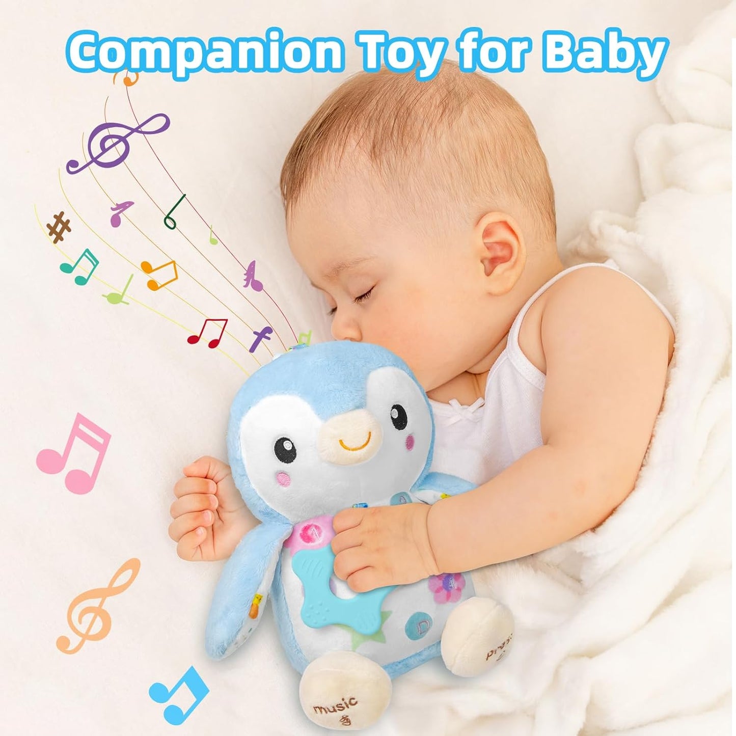Baby Toys 0-6 Months,Musical Plush Stuffed Animal with Rattles & Crinkle Paper,Hanging Ring for Sensory Play,Tummy Time Toys for 0-12 Months Girls, Baby Girl Gift (Pink)