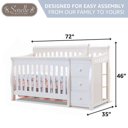 Sorelle Furniture Princeton Elite Crib and Changer Classic -in- Convertible Diaper Changing Table Made of Pine Wood Non-Toxic Wooden Baby Bed Toddler Childs Daybed Full-Size Nursery - Weathered Grey