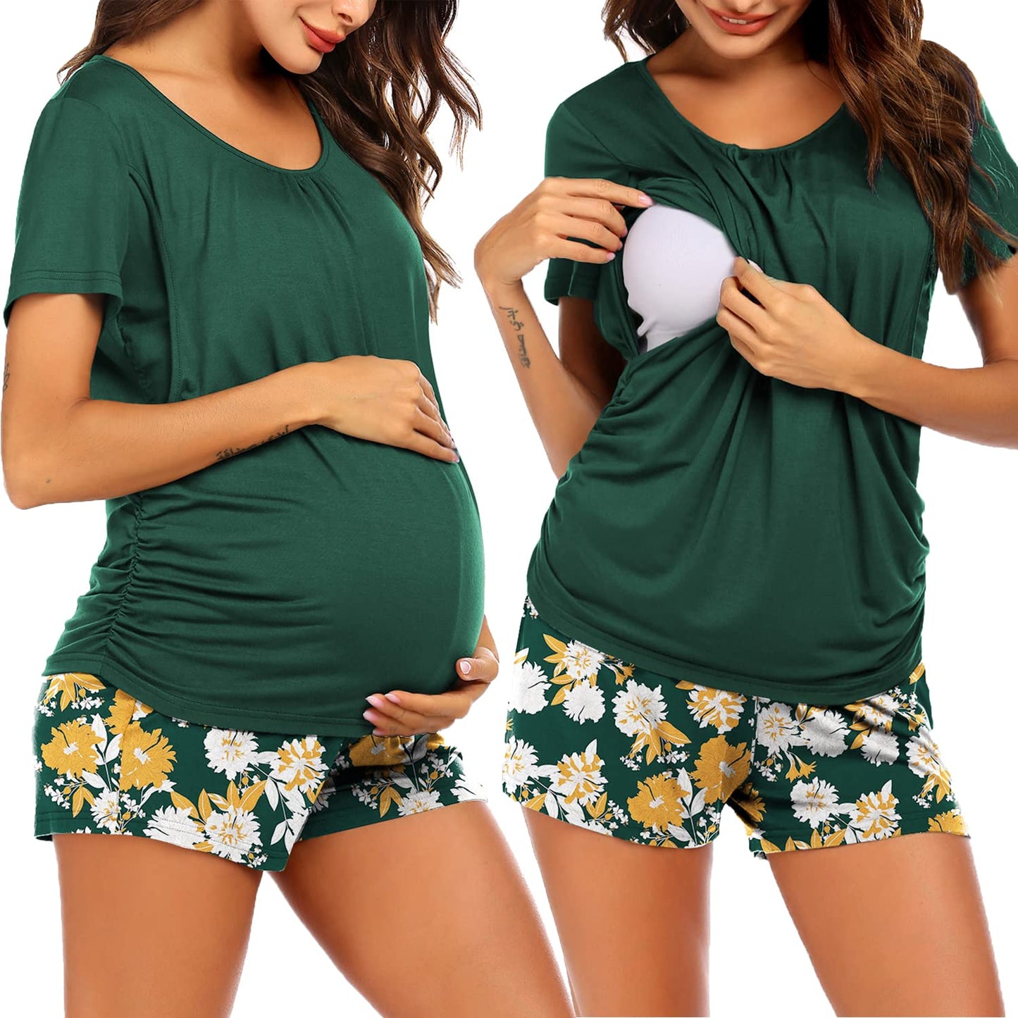 Ekouaer Womens Nursing Pajamas Maternity Breastfeeding Pjs Sleepwear Layer Soft Postpartum Lounge Set Pregnancy Clothes