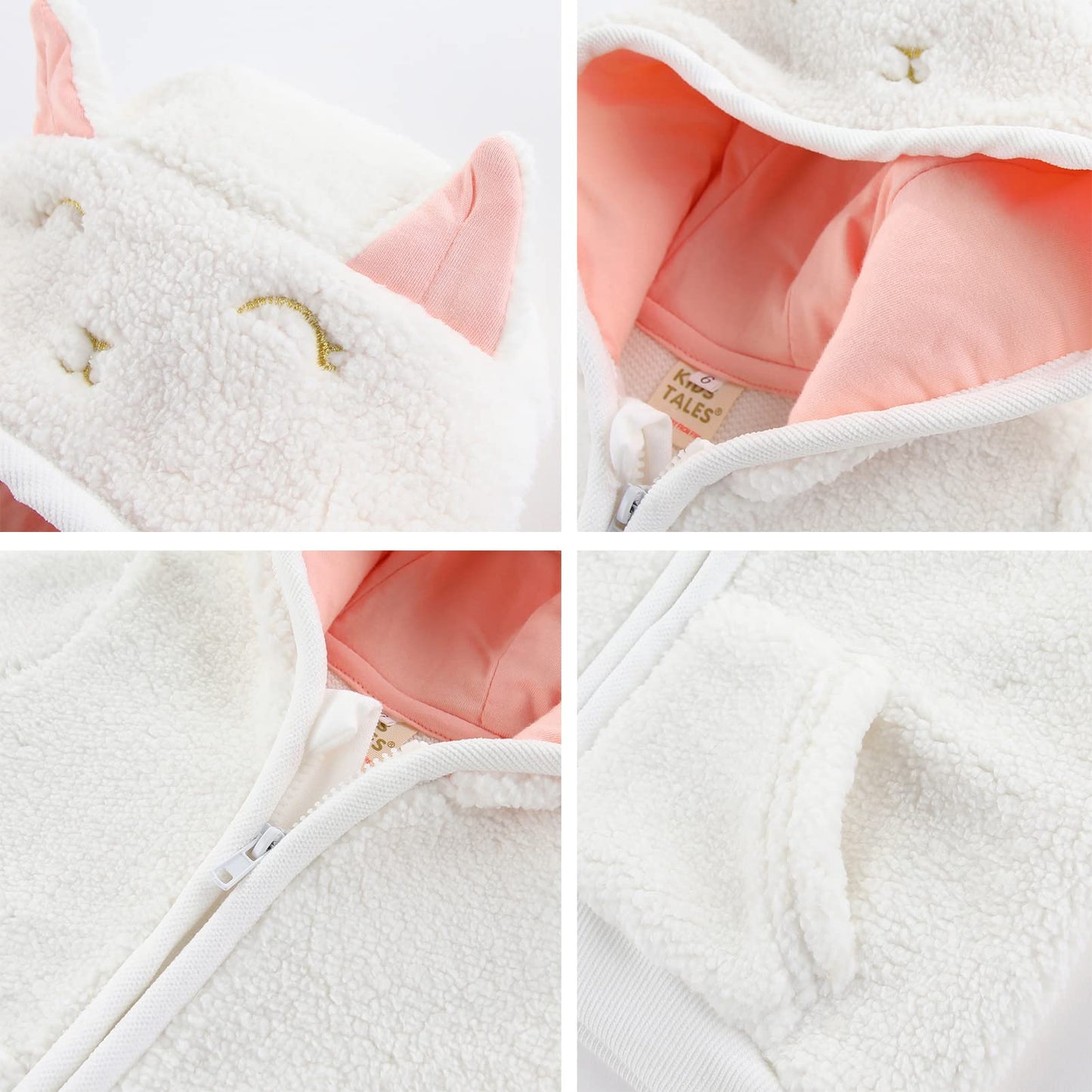 Newborn Infant Baby Boys Girls Cartoon Fleece Hooded Jacket Coat with Ears Warm Todder Kids Outwear Coat Zipper Up 0-6Y