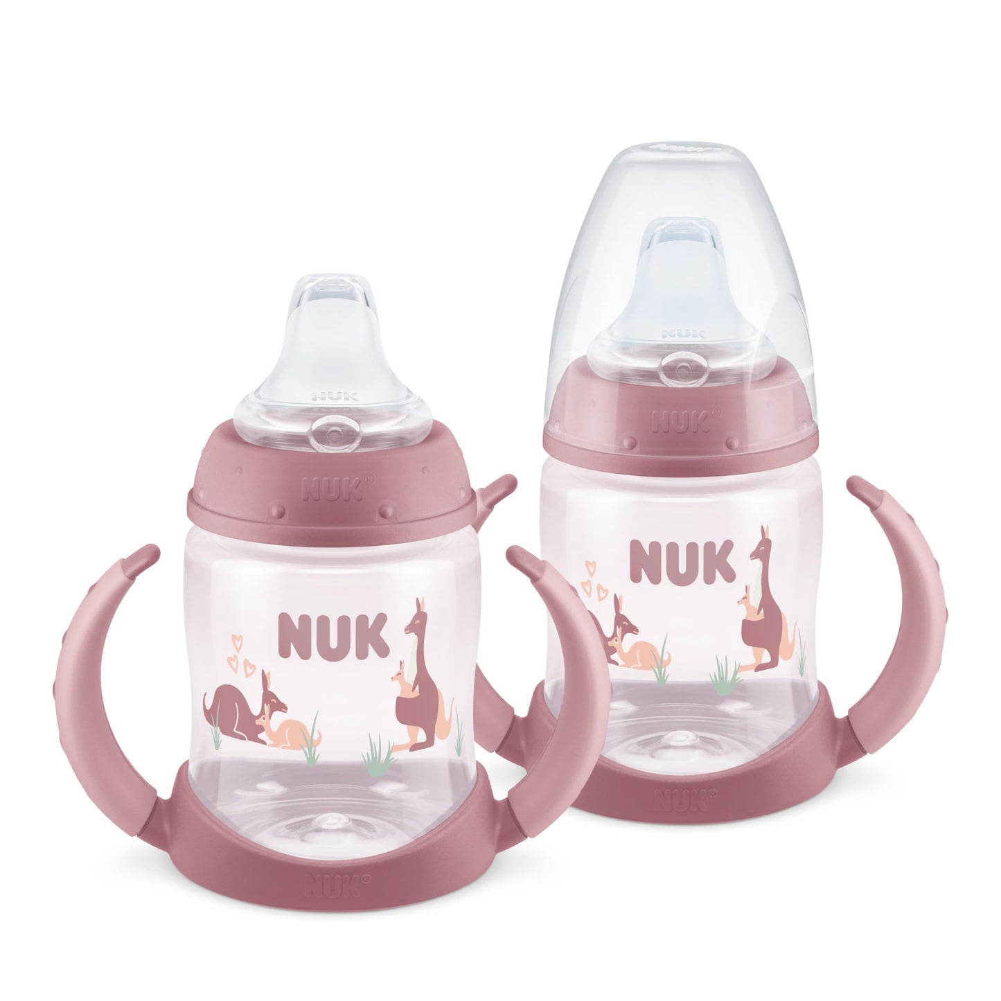 NUK Learner Cup, 6+ Months, Fun Fruits and Animals, Amazon Exclusive Collection, 5 Oz, Pack of 2 – BPA Free, Soft Spout, Spill Proof Sippy Cup