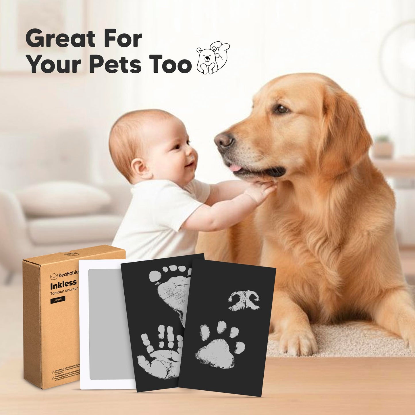 4-Pack Inkless Baby Hand and Footprint Kit - Mess Free Ink Pad for Newborn Keepsake, Dog Nose & Paw Print Kit, Clean Touch Ink Pad for Baby Hand & Footprints, First Mother's Day (Jet Black)