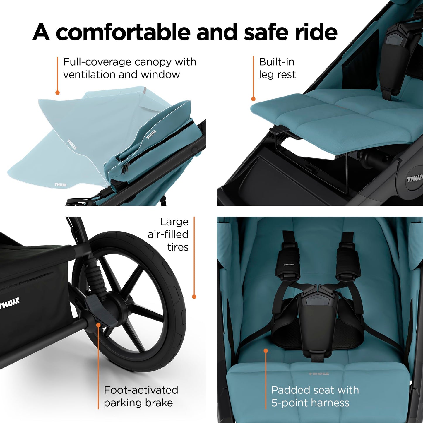 Thule Urban Glide 3 Single Child All-Terrain Stroller, Lightweight, Air-Filled Tires & Suspension, Integrated Hand Brake