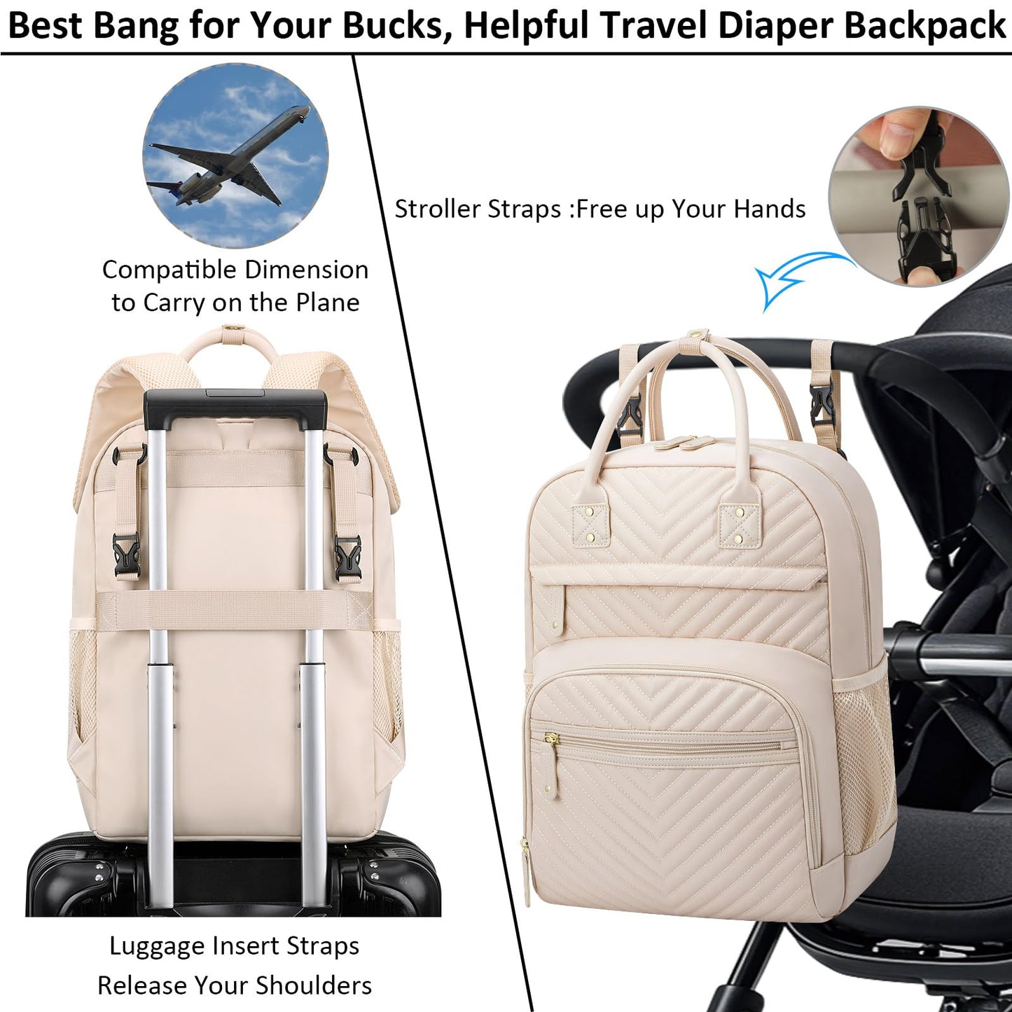Tenot Diaper Bag Backpack for Women Large Capacity with Insulated Pockets Multifunctional Diaper Bags For Baby Girl Boy Waterproof Baby Bags For Mama Maternity Travel Bag Black