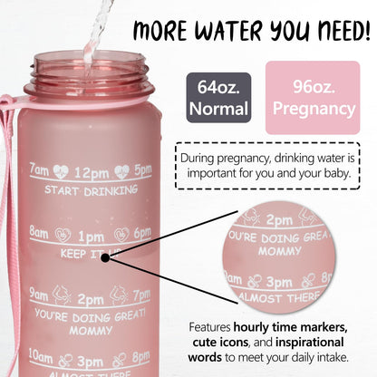 Pregnancy Water Bottle Tracker(Black), 1st Trimester Must Haves Gift for First Time Moms, with 2 Different Weekly Stickers, Early Essentials Gifts for Pregnant Women, Maternity, BPA Free