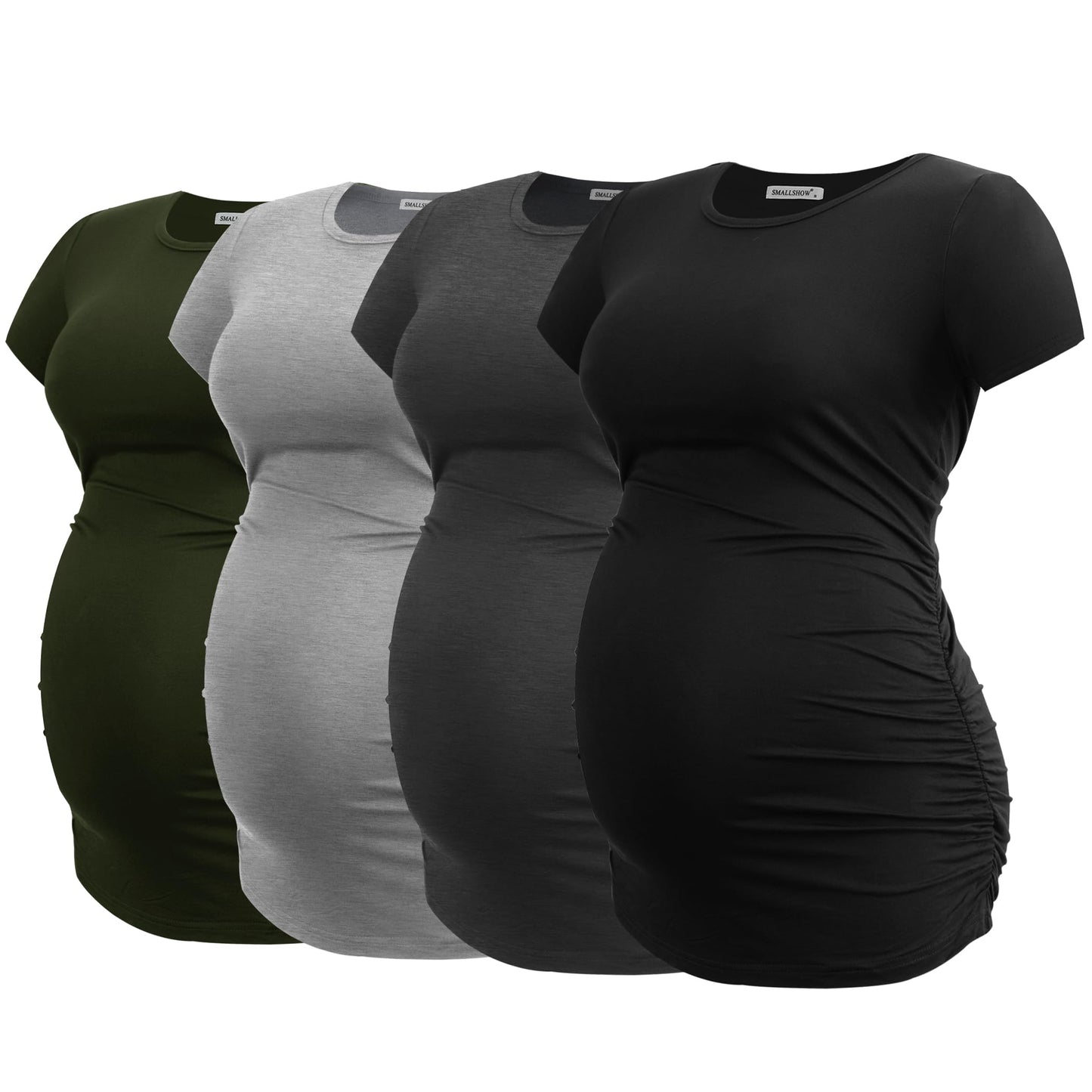 Smallshow Women's 4 Pack Maternity Shirts Short Sleeve Pregnancy Tops Clothes