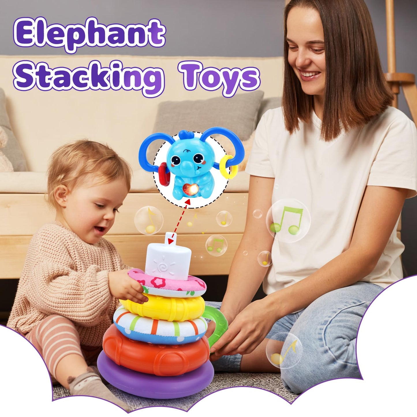 usrela 4 in 1 Baby Toys for 6 12 18 Month, Learning Toys for Babies 6-12 Months, Busy Cube, Stacking Sorter, Piano Xylophone Pull String Travel Toy, Birthday Gifts for Toddlers 1 2 Years Old