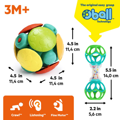 Bright Starts Oball Shaker Rattle Toy, Ages Newborn Plus