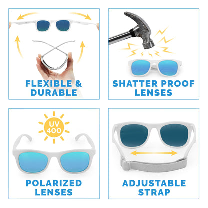 JAN & JUL Baby Toddler Kids’ Flexible UV-400 Polarized Sun-glasses with Strap for Girls Boys