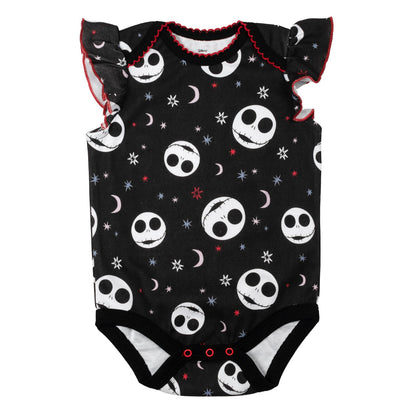 Disney Nightmare Before Christmas Sally Jack Skellington Baby Girls 5 Pack Bodysuits Newborn to Infant