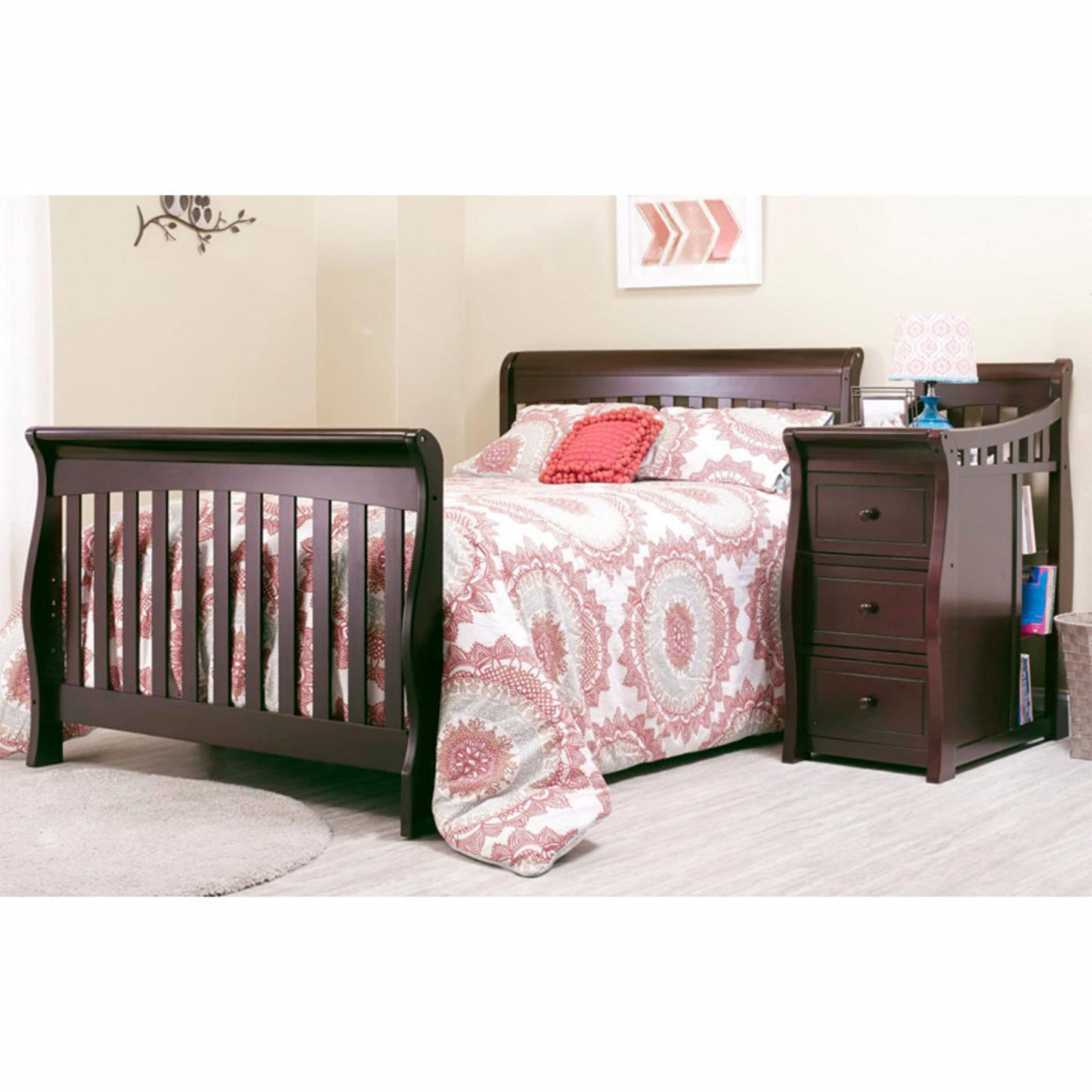 Sorelle Furniture Princeton Elite Crib and Changer Classic -in- Convertible Diaper Changing Table Made of Pine Wood Non-Toxic Wooden Baby Bed Toddler Childs Daybed Full-Size Nursery - Weathered Grey