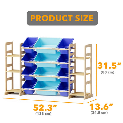 SpaceAid Toy Storage Organizer with 6 Shelves and 12 Bins, Bookshelf/Bookcase, Kids Bin Shelf, Toys Box for Playroom Organization for Bedroom & Room Decor, White, 52.3" W